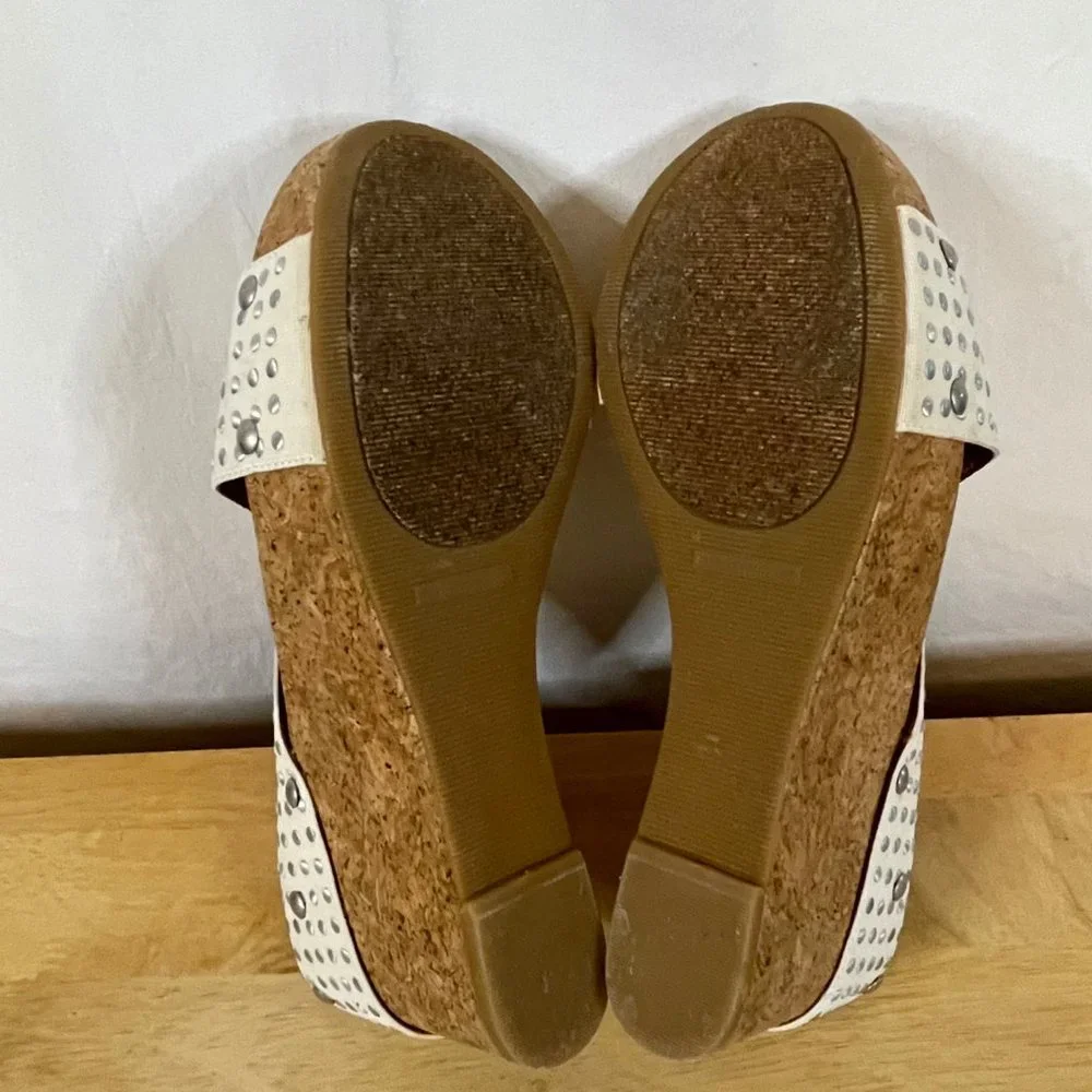 Lucky Brand White Miller Platform Cork Wedges